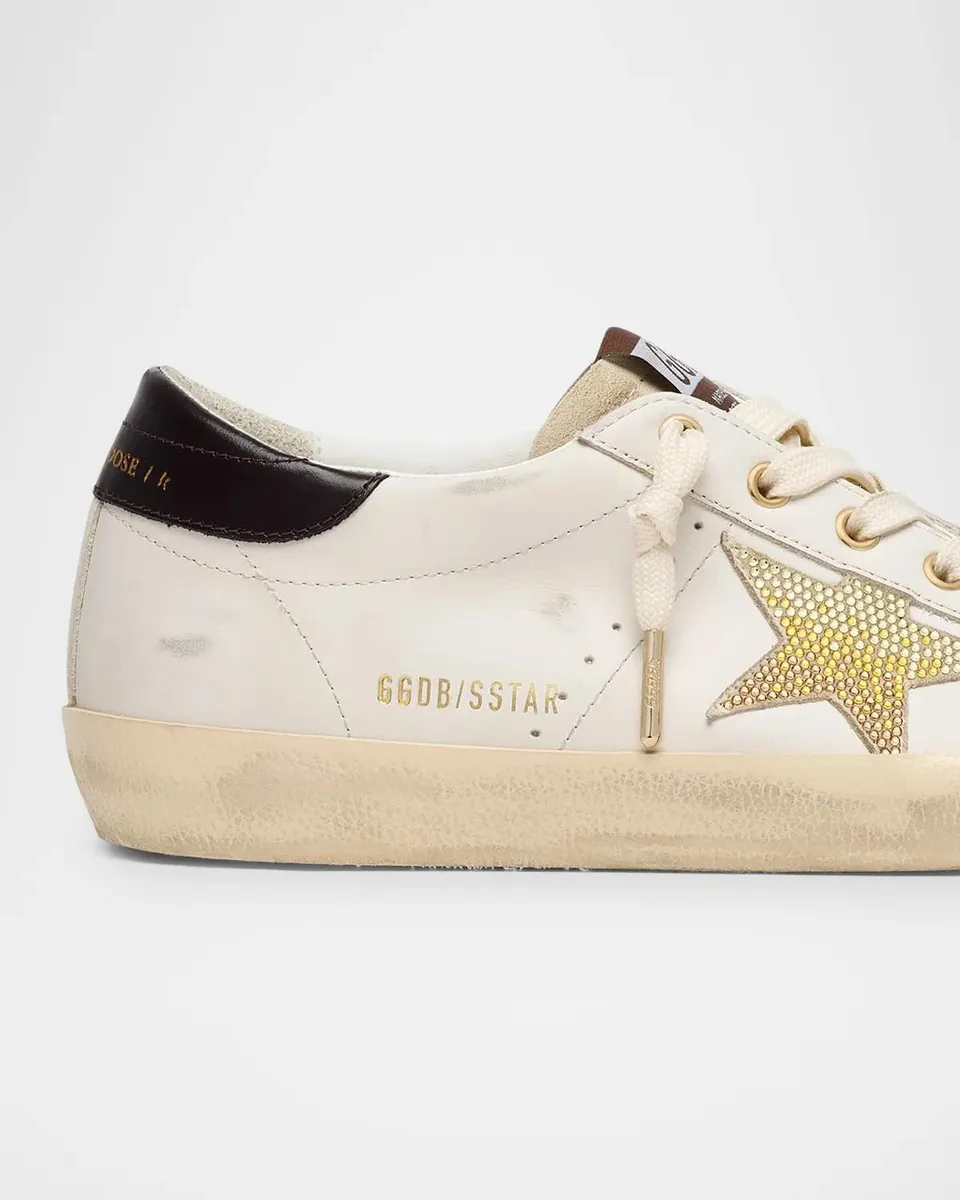 Golden Goose Super-Star Mixed-Leather Strass Low-Top Sneakers | Thumbnail 3 Golden Goose Super-Star Mixed-Leather Strass Low-Top Sneakers | Thumbnail 3