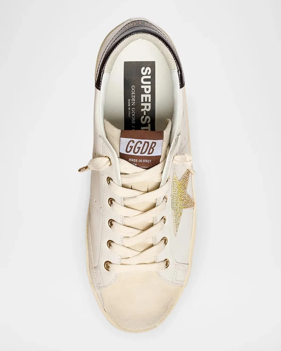 Golden Goose Super-Star Mixed-Leather Strass Low-Top Sneakers | Thumbnail 4 Golden Goose Super-Star Mixed-Leather Strass Low-Top Sneakers | Thumbnail 4