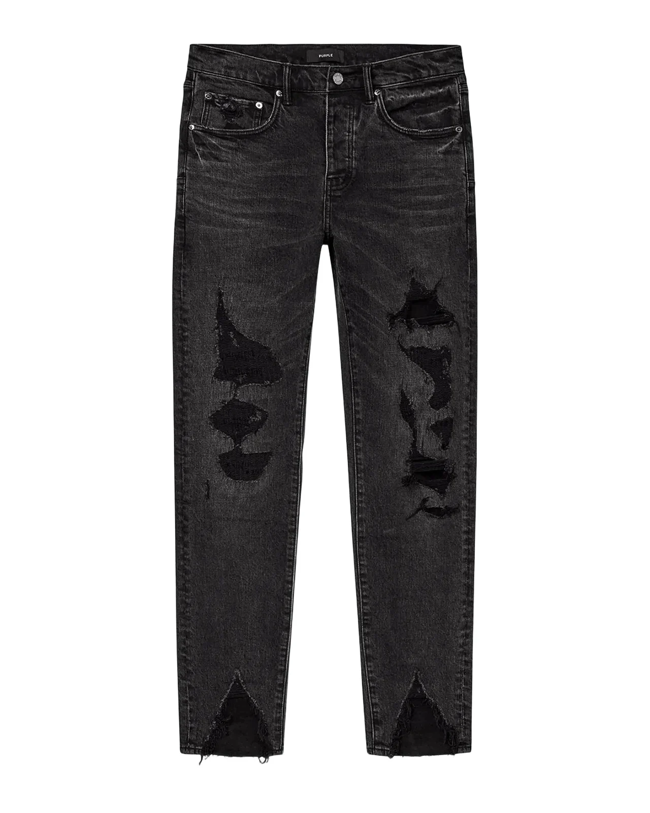 PURPLE Men's Distressed Vintage Mid-Rise Skinny Jeans