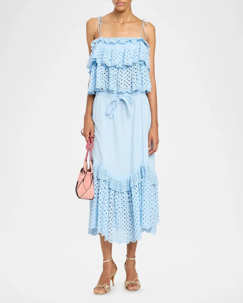 Ulla Johnson Noah Eyelet Water Washed Cotton Poplin Midi Skirt | Thumbnail 2 Ulla Johnson Noah Eyelet Water Washed Cotton Poplin Midi Skirt | Thumbnail 2