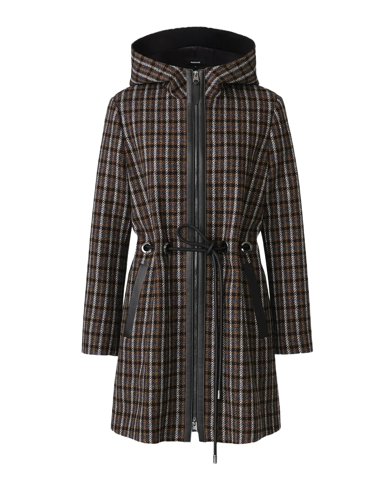 Mackage Blithe-STP Wool and Leather Belted Coat