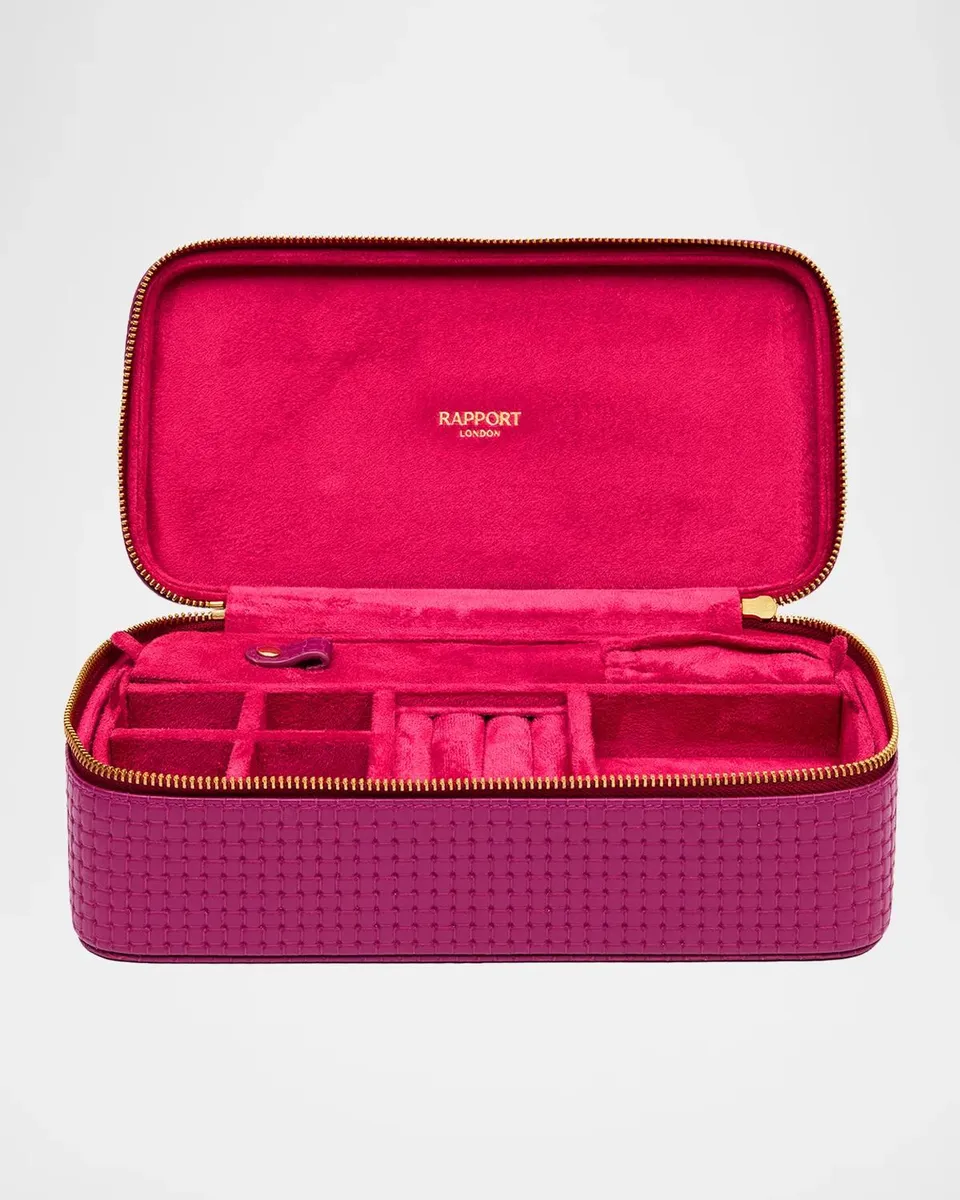 Rapport Charlotte Basketweave-Embossed Leather Jewelry Case | Thumbnail 2 Rapport Charlotte Basketweave-Embossed Leather Jewelry Case | Thumbnail 2