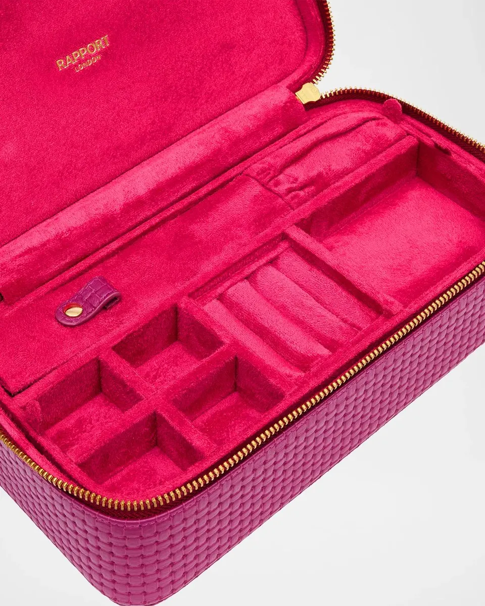 Rapport Charlotte Basketweave-Embossed Leather Jewelry Case | Thumbnail 4 Rapport Charlotte Basketweave-Embossed Leather Jewelry Case | Thumbnail 4