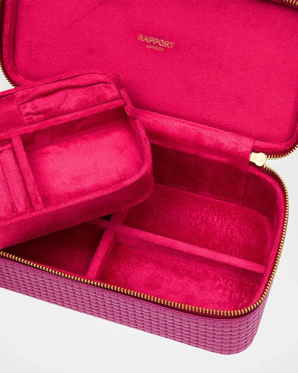 Rapport Charlotte Basketweave-Embossed Leather Jewelry Case | Thumbnail 5 Rapport Charlotte Basketweave-Embossed Leather Jewelry Case | Thumbnail 5