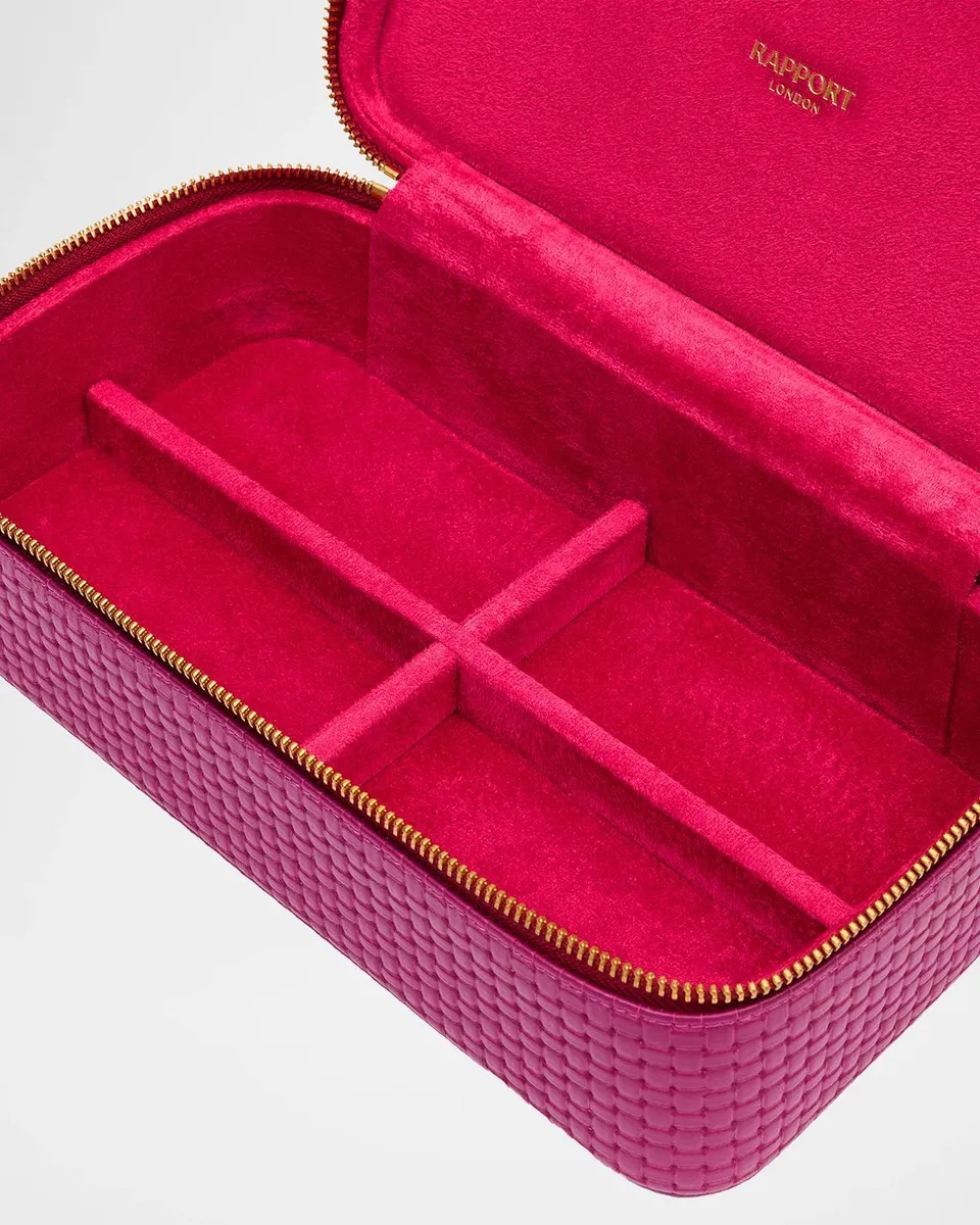 Rapport Charlotte Basketweave-Embossed Leather Jewelry Case | Thumbnail 6 Rapport Charlotte Basketweave-Embossed Leather Jewelry Case | Thumbnail 6