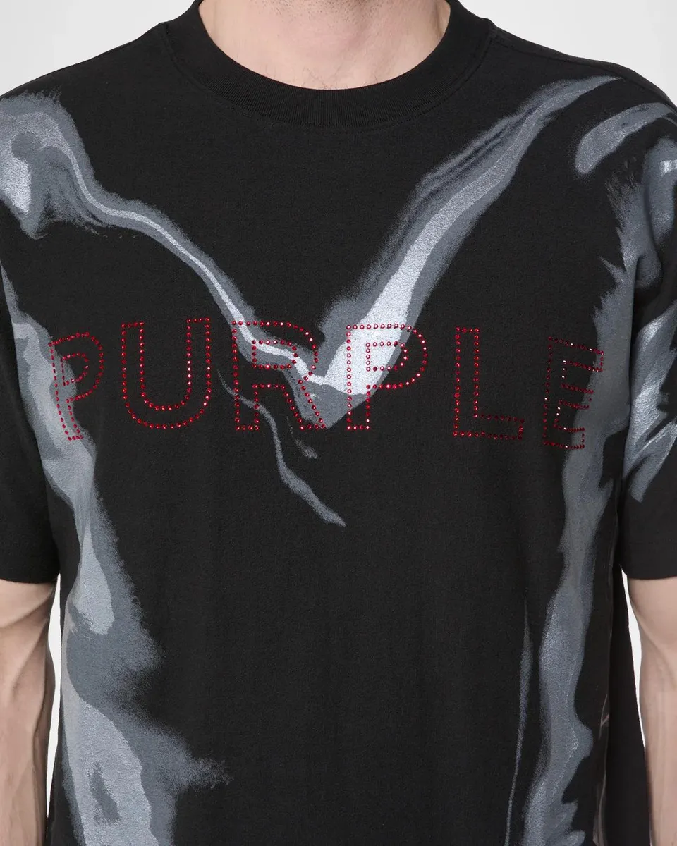 PURPLE Men's Embellished Cotton Crewneck T-shirt | Thumbnail 4 PURPLE Men's Embellished Cotton Crewneck T-shirt | Thumbnail 4