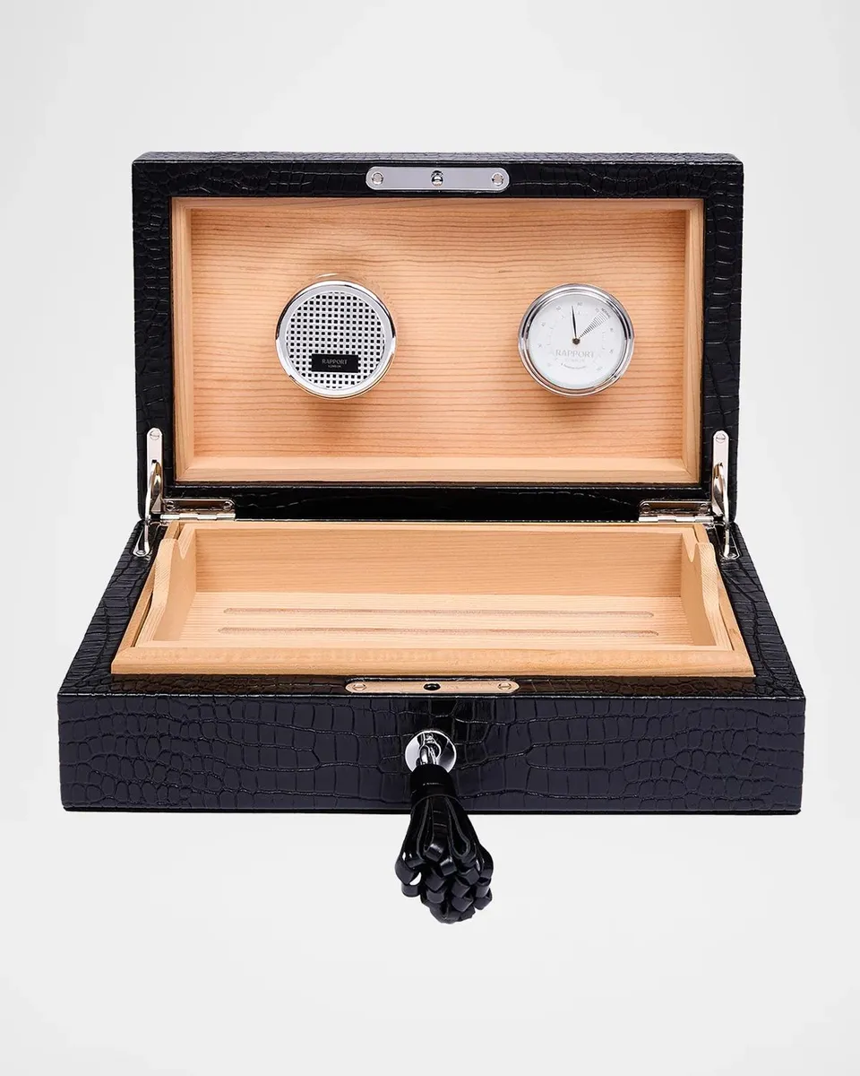 Rapport Brompton Small Croc-Embossed Leather Humidor | Thumbnail 2