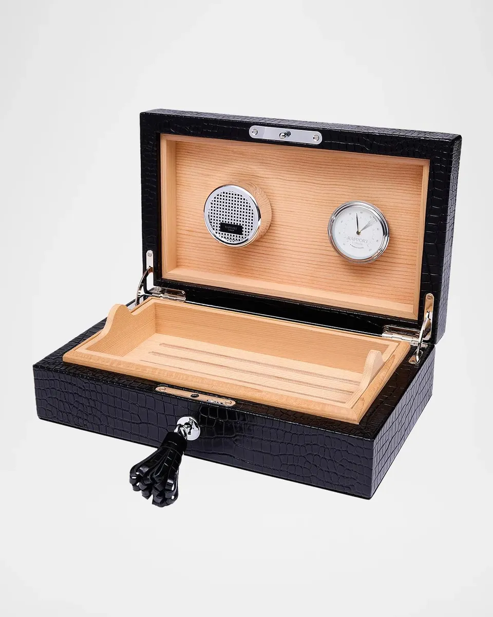 Rapport Brompton Small Croc-Embossed Leather Humidor | Thumbnail 3