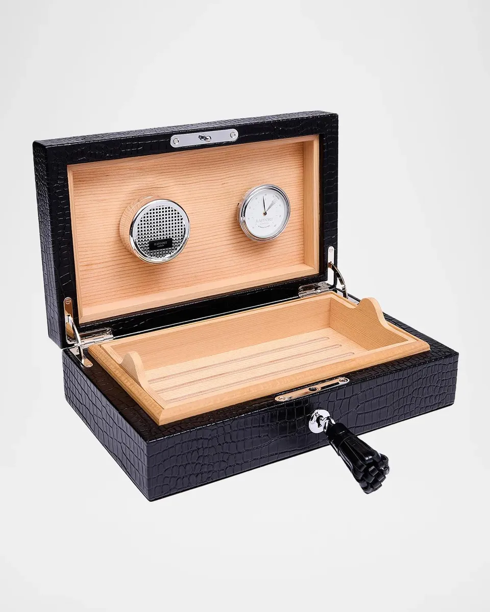 Rapport Brompton Small Croc-Embossed Leather Humidor | Thumbnail 4