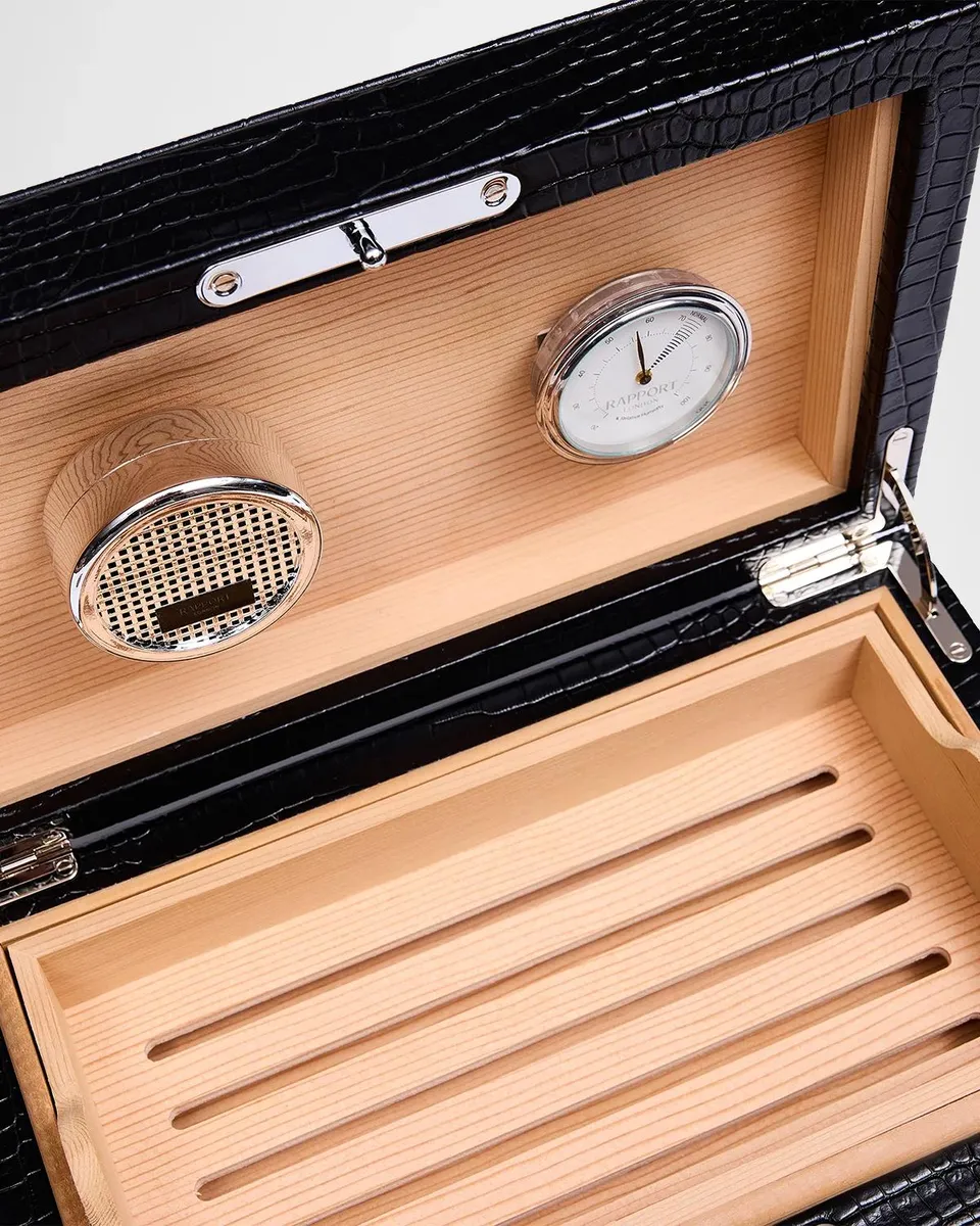 Rapport Brompton Small Croc-Embossed Leather Humidor | Thumbnail 5