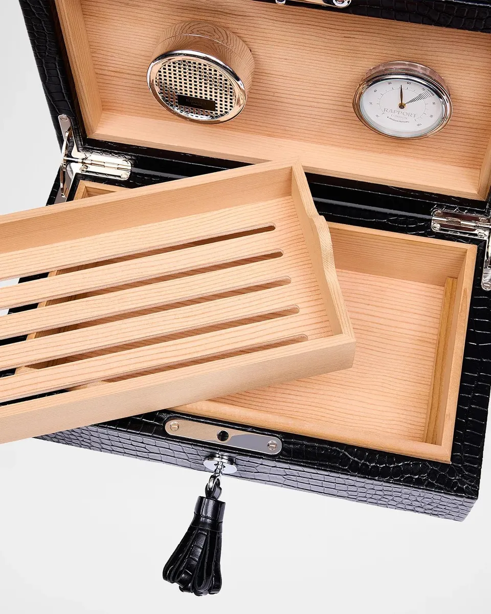 Rapport Brompton Small Croc-Embossed Leather Humidor | Thumbnail 6