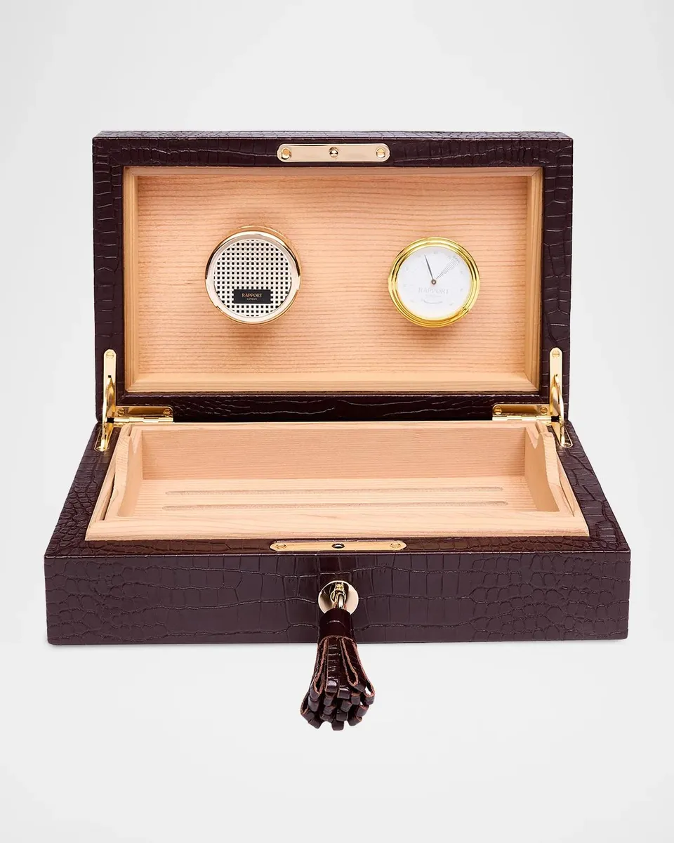 Rapport Brompton Small Croc-Embossed Leather Humidor | Thumbnail 2 Rapport Brompton Small Croc-Embossed Leather Humidor | Thumbnail 2
