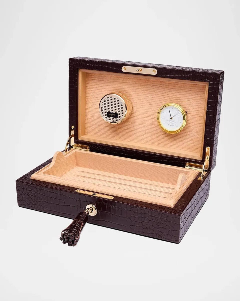 Rapport Brompton Small Croc-Embossed Leather Humidor | Thumbnail 3 Rapport Brompton Small Croc-Embossed Leather Humidor | Thumbnail 3