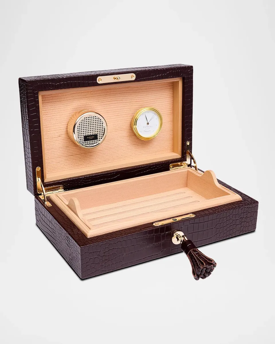 Rapport Brompton Small Croc-Embossed Leather Humidor | Thumbnail 4 Rapport Brompton Small Croc-Embossed Leather Humidor | Thumbnail 4