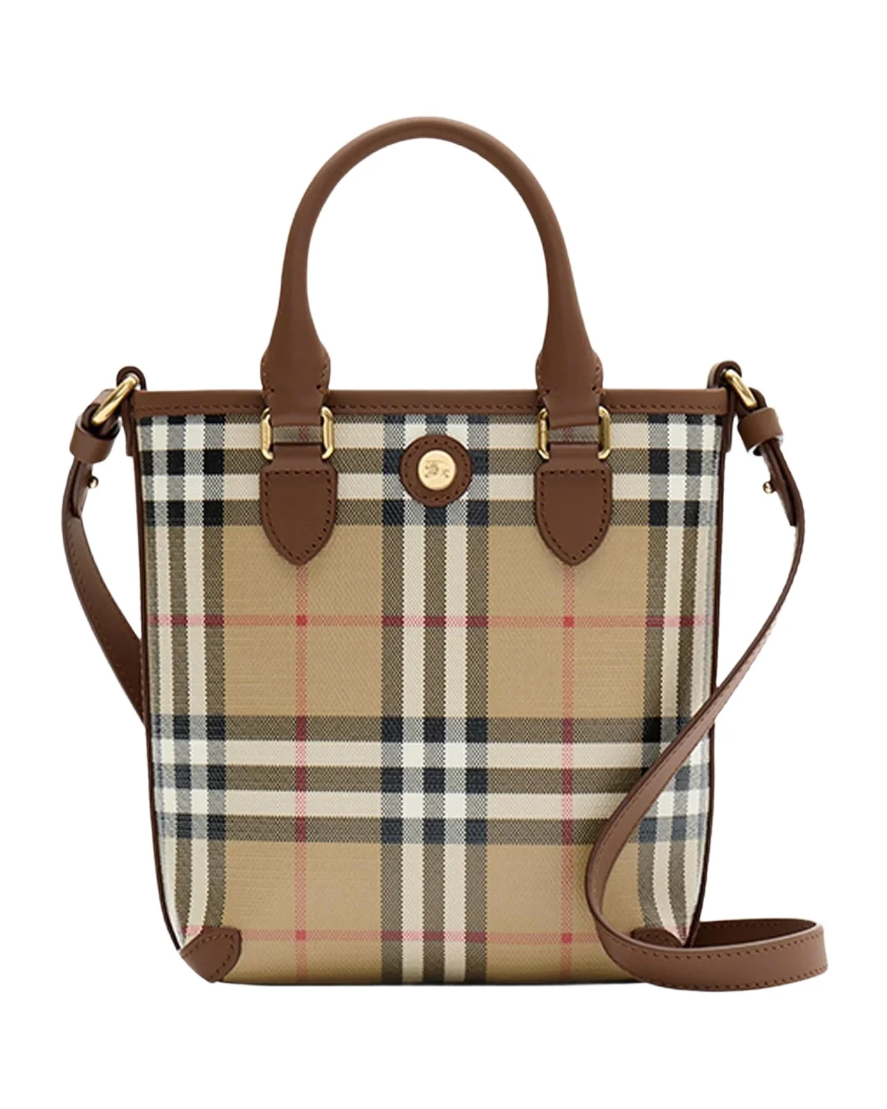 Burberry Micro Check Cotton Canvas Tote Bag