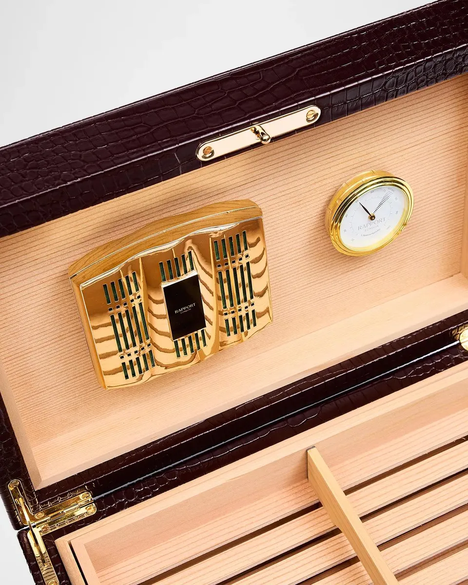 Rapport Brompton Large Croc-Embossed Leather Humidor | Thumbnail 6