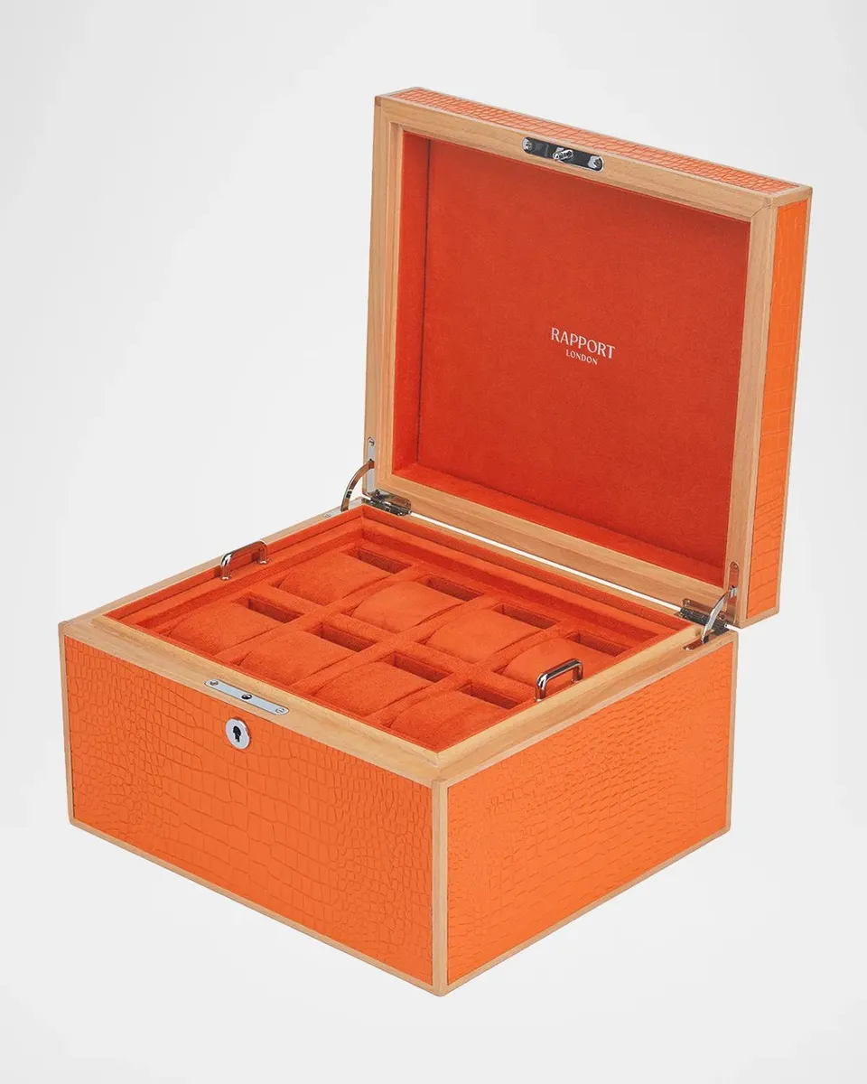 Rapport Clarendon Croc-Embossed Leather Sixteen Watch Box | Thumbnail 3