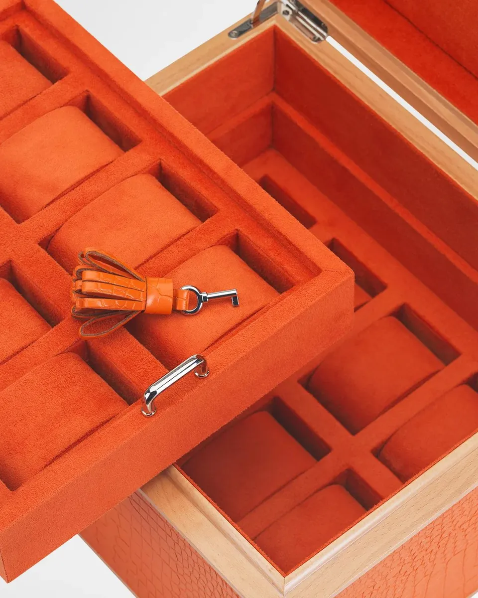 Rapport Clarendon Croc-Embossed Leather Sixteen Watch Box | Thumbnail 5