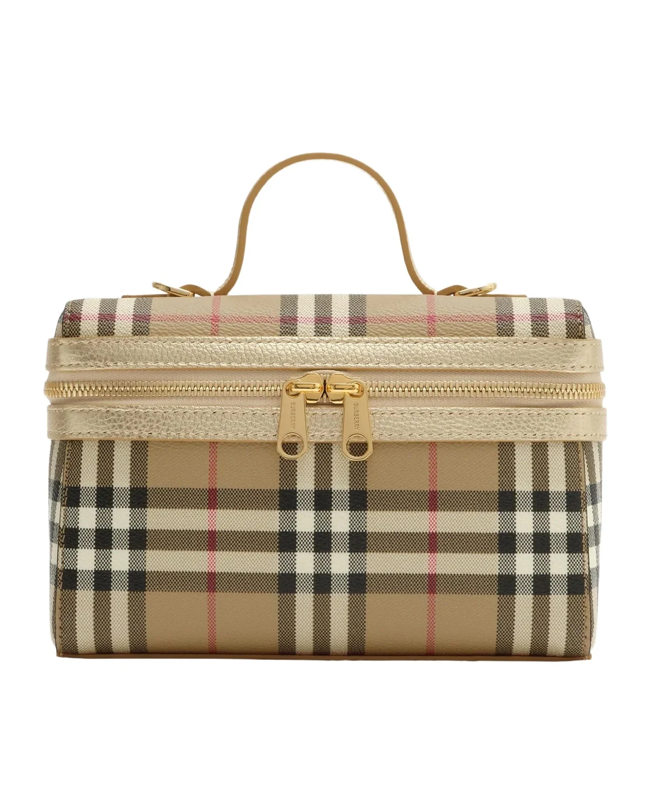 Burberry Leather-Trim Check Vanity Bag
