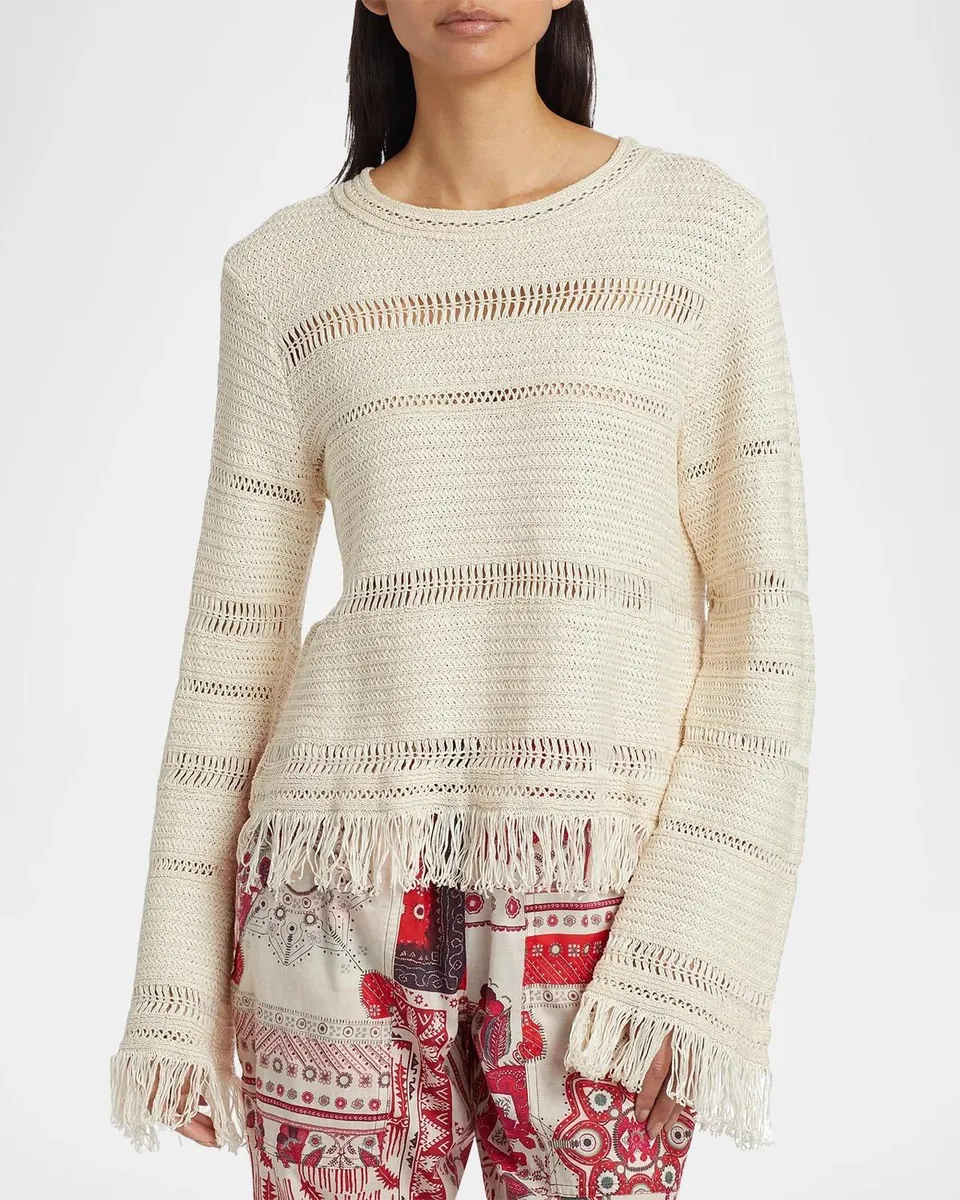 Etoile Isabel Marant Azilis Cotton Fringe-Trim Sweater | Thumbnail 4