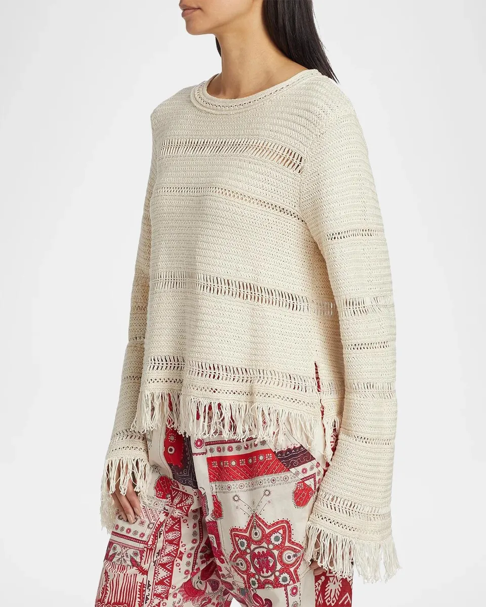 Etoile Isabel Marant Azilis Cotton Fringe-Trim Sweater | Thumbnail 7