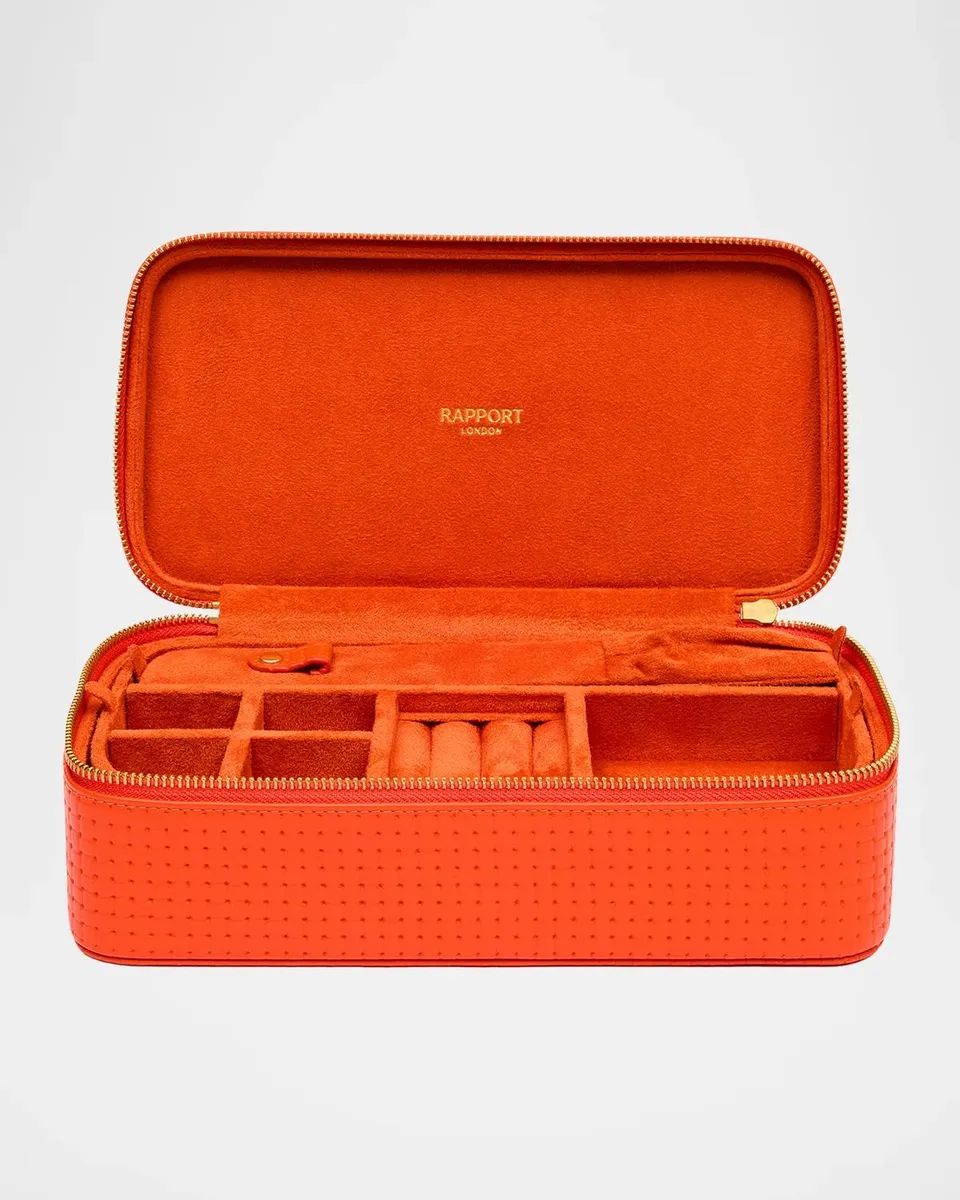 Rapport Charlotte Basketweave-Embossed Leather Jewelry Case | Thumbnail 2 Rapport Charlotte Basketweave-Embossed Leather Jewelry Case | Thumbnail 2