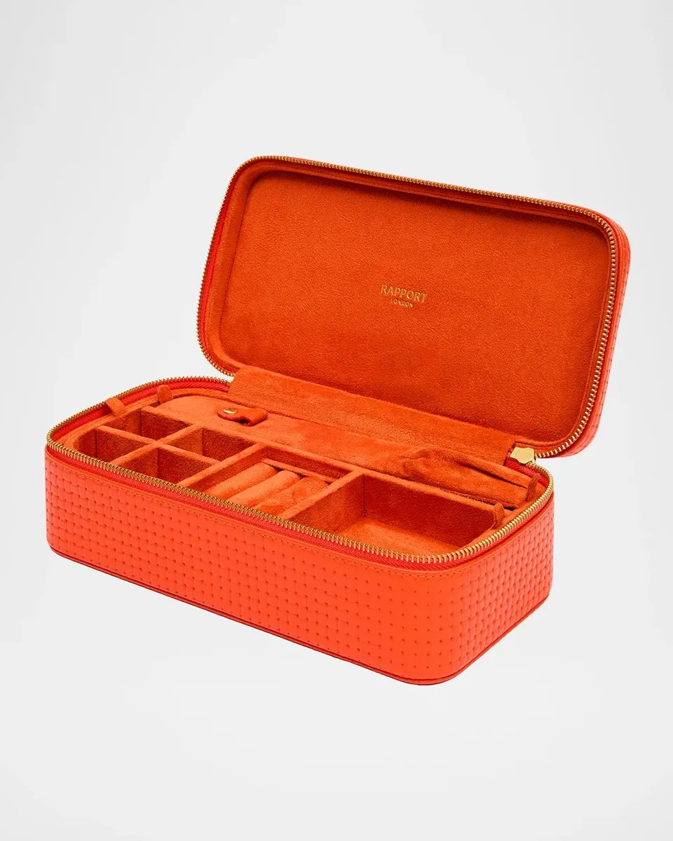 Rapport Charlotte Basketweave-Embossed Leather Jewelry Case | Thumbnail 3 Rapport Charlotte Basketweave-Embossed Leather Jewelry Case | Thumbnail 3