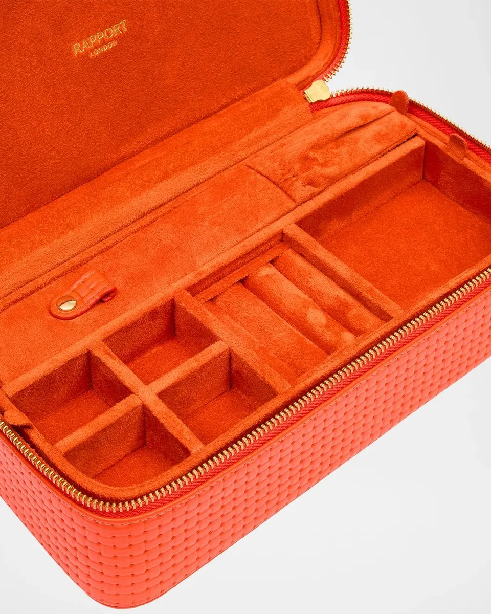 Rapport Charlotte Basketweave-Embossed Leather Jewelry Case | Thumbnail 4 Rapport Charlotte Basketweave-Embossed Leather Jewelry Case | Thumbnail 4