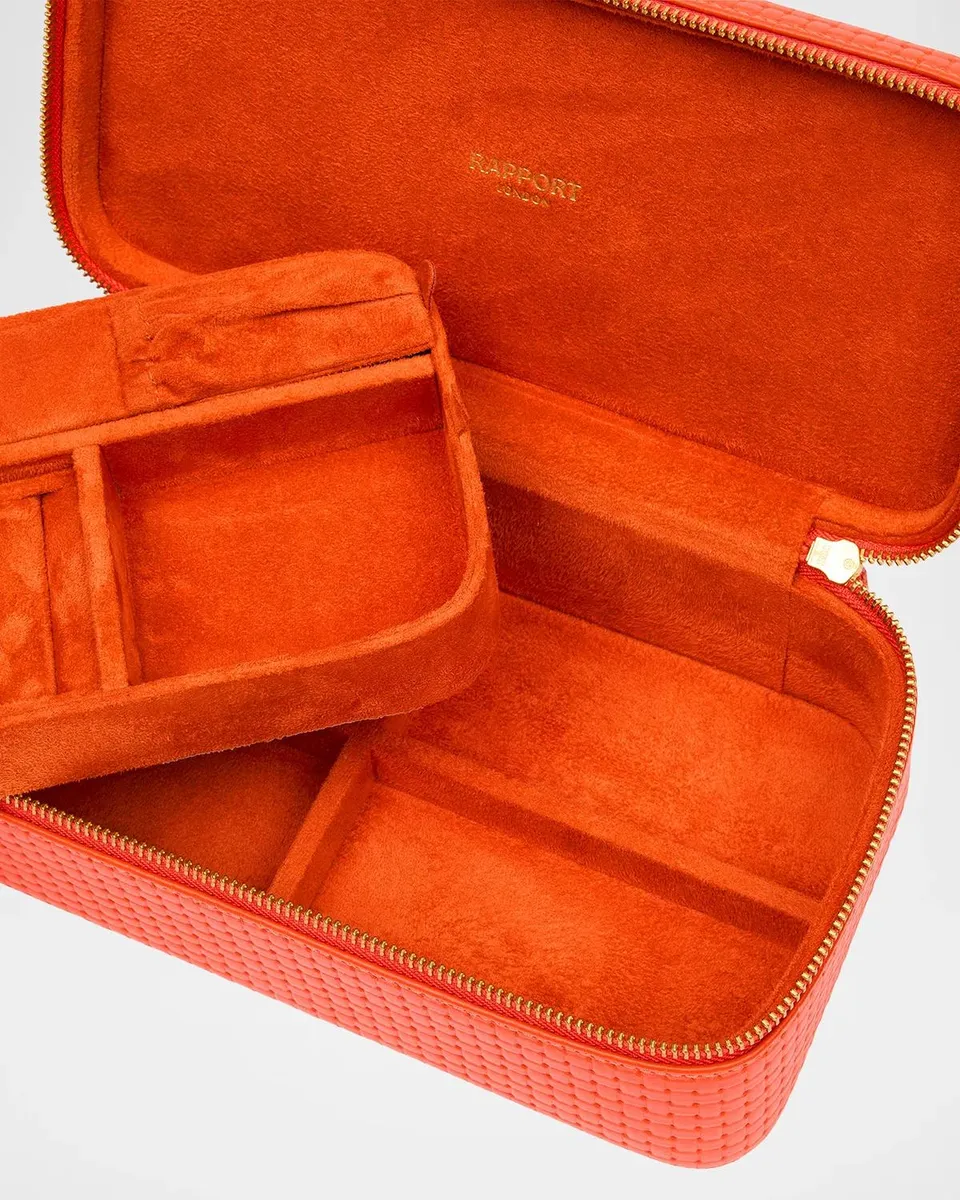Rapport Charlotte Basketweave-Embossed Leather Jewelry Case | Thumbnail 5 Rapport Charlotte Basketweave-Embossed Leather Jewelry Case | Thumbnail 5