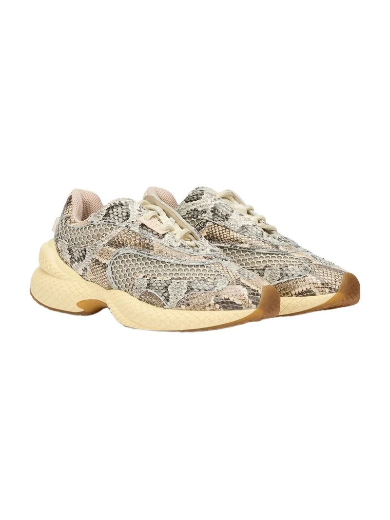 Serpentine Snakeskin Print Leather Sneaker