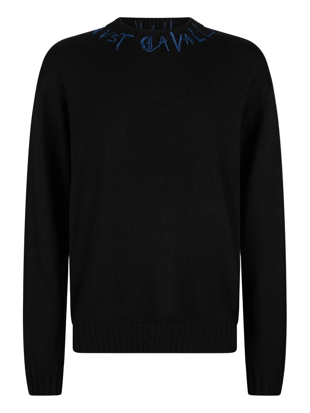 Roberto Cavalli Black Sweater With Embroidered Logo