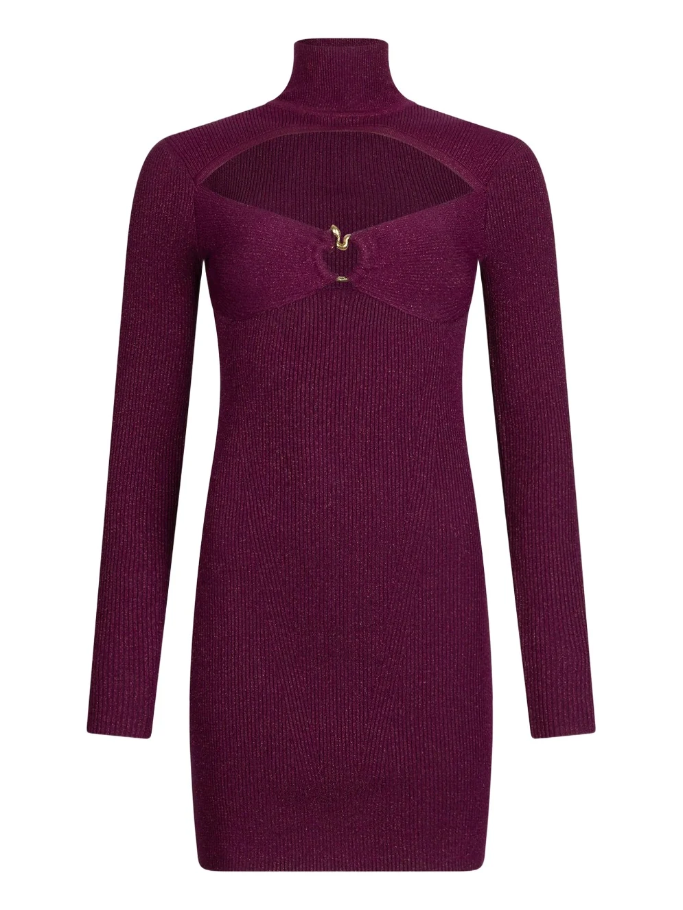 Roberto Cavalli Purple Ribbed Mini Dress With Snake Detail