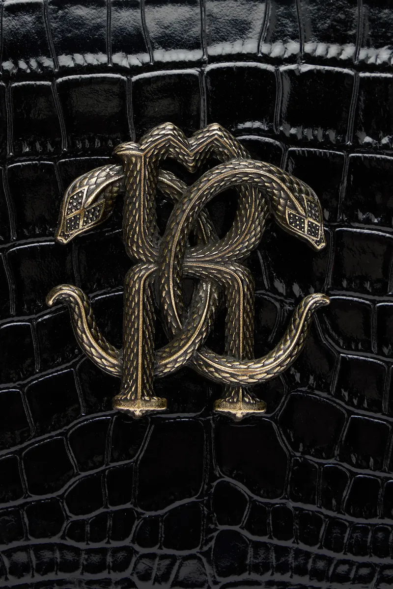 Roberto Cavalli Black Top Handle Bag with Monogram RC | Thumbnail 4 Roberto Cavalli Black Top Handle Bag with Monogram RC | Thumbnail 4