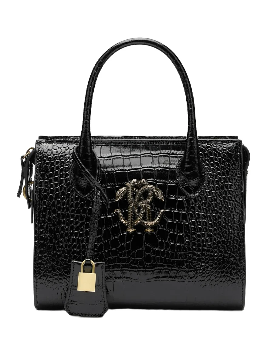 Black Top Handle Bag with Monogram RC Black Top Handle Bag with Monogram RC