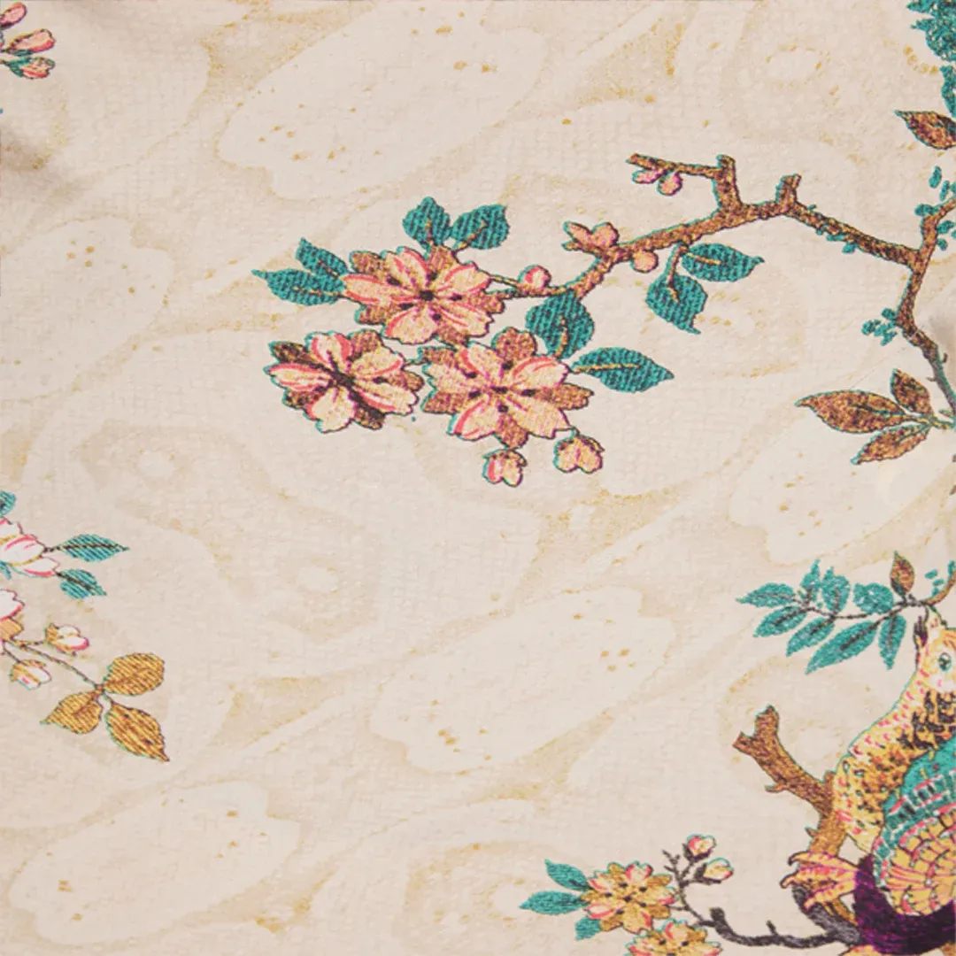 Roberto Cavalli Extra-Long Pure Silk Dress With Oriental Bird Print | Thumbnail 4 Roberto Cavalli Extra-Long Pure Silk Dress With Oriental Bird Print | Thumbnail 4