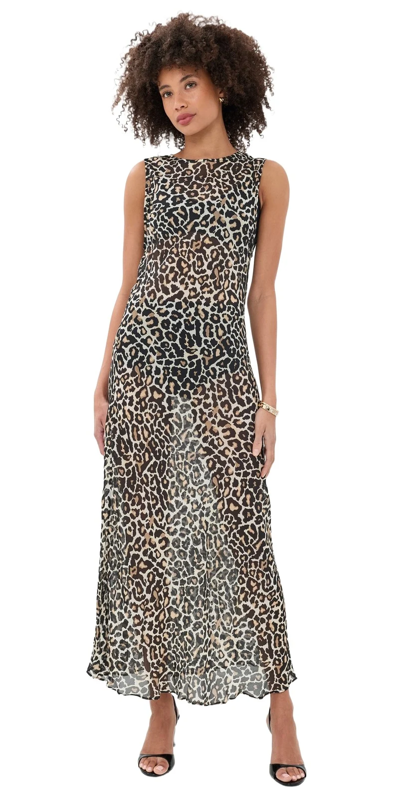 VRG GRL Francesca Sheer Maxi Leopard Dress