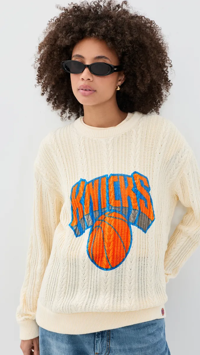 Terez Knicks Swizzle Cable Knit Crew Sweater | Thumbnail 2 Terez Knicks Swizzle Cable Knit Crew Sweater | Thumbnail 2