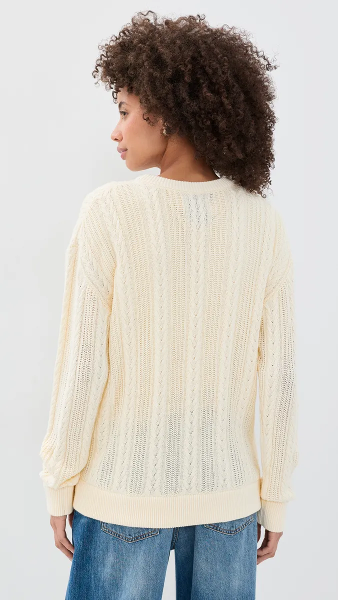 Terez Knicks Swizzle Cable Knit Crew Sweater | Thumbnail 3 Terez Knicks Swizzle Cable Knit Crew Sweater | Thumbnail 3