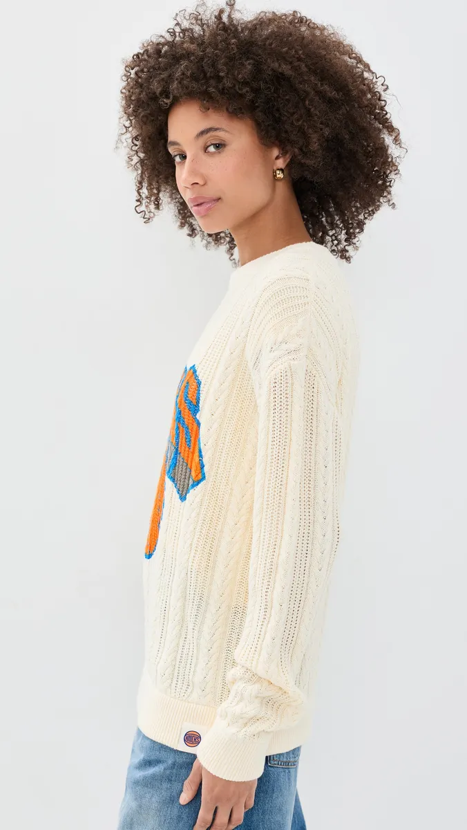 Terez Knicks Swizzle Cable Knit Crew Sweater | Thumbnail 4 Terez Knicks Swizzle Cable Knit Crew Sweater | Thumbnail 4