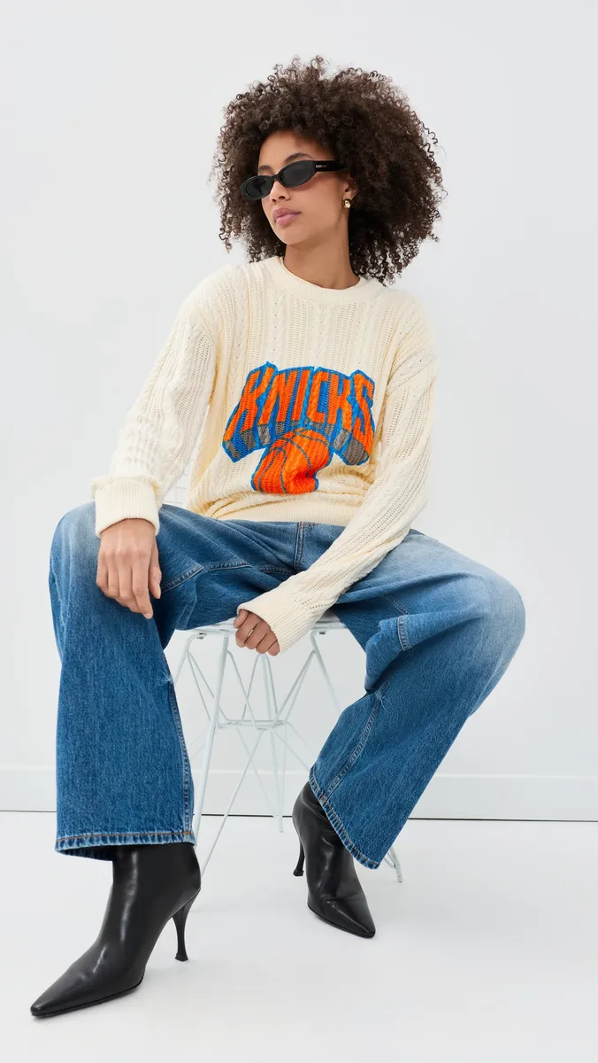 Terez Knicks Swizzle Cable Knit Crew Sweater | Thumbnail 5 Terez Knicks Swizzle Cable Knit Crew Sweater | Thumbnail 5