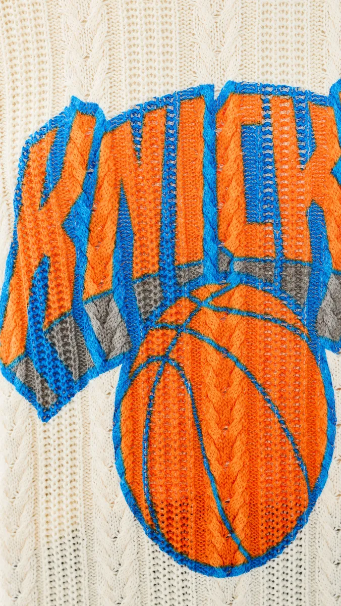 Terez Knicks Swizzle Cable Knit Crew Sweater | Thumbnail 6 Terez Knicks Swizzle Cable Knit Crew Sweater | Thumbnail 6