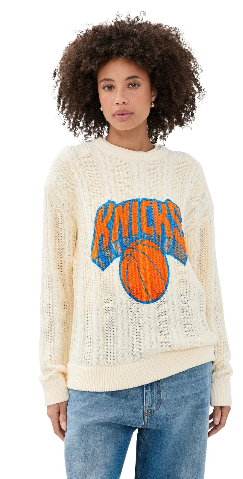 Terez Knicks Swizzle Cable Knit Crew Sweater