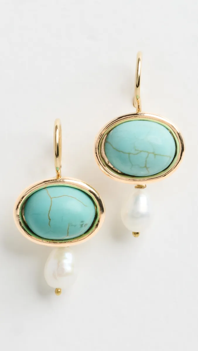 Shashi Turquoise Gemstone Drop Earrings | Thumbnail 2 Shashi Turquoise Gemstone Drop Earrings | Thumbnail 2