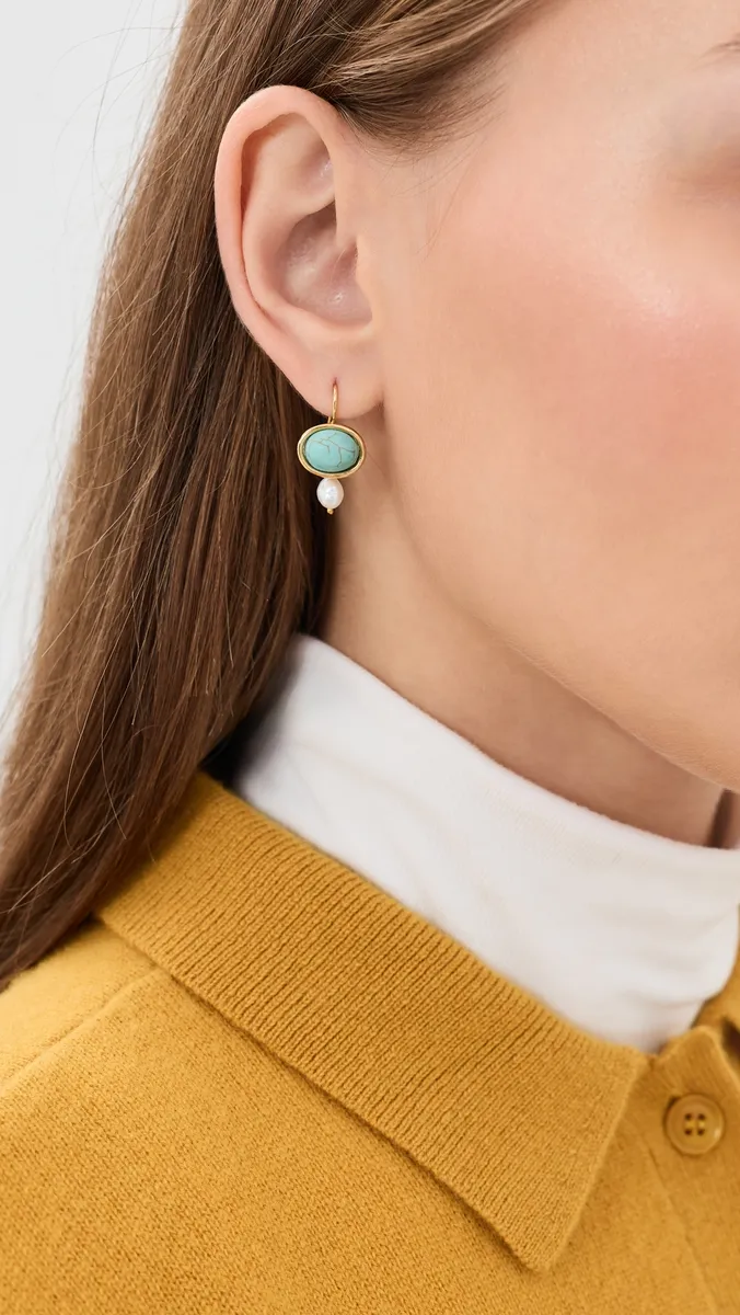 Shashi Turquoise Gemstone Drop Earrings | Thumbnail 3 Shashi Turquoise Gemstone Drop Earrings | Thumbnail 3