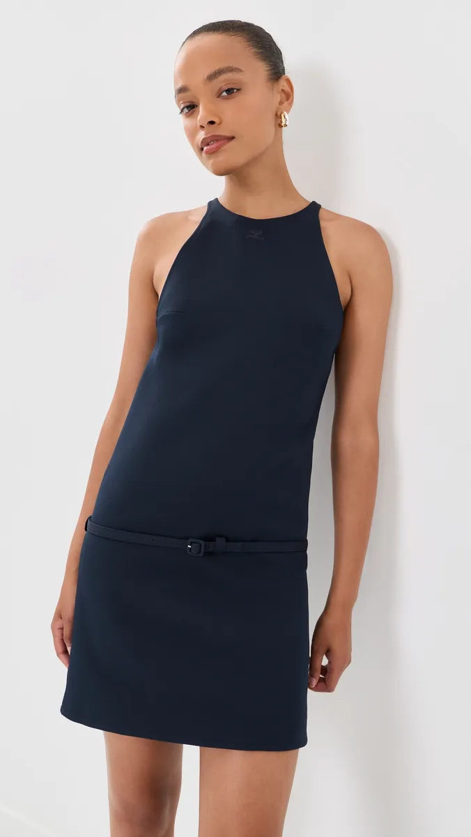 Courrèges A-Line Belted Twill Mini Dress | Thumbnail 2 Courrèges A-Line Belted Twill Mini Dress | Thumbnail 2