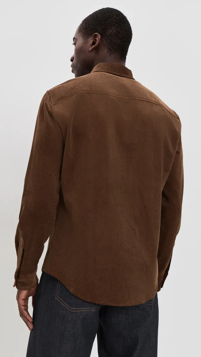 AMI Quota Contrasted Corduroy De Coeur Button Down Shirt | Thumbnail 3