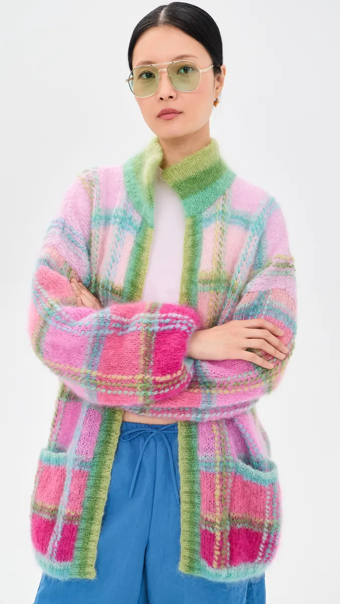 ROSE CARMINE Tartan Long Jacket | Thumbnail 2