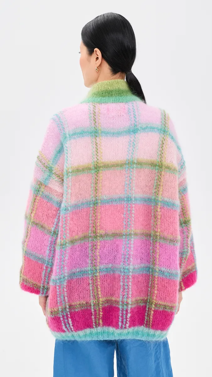 ROSE CARMINE Tartan Long Jacket | Thumbnail 3