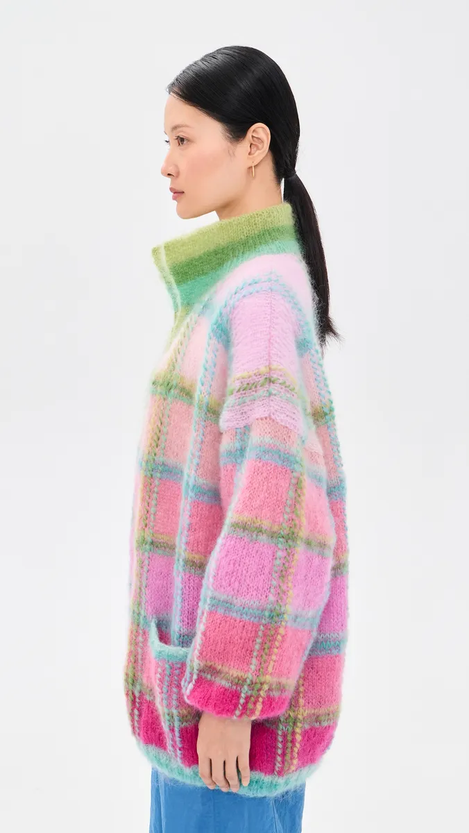 ROSE CARMINE Tartan Long Jacket | Thumbnail 4
