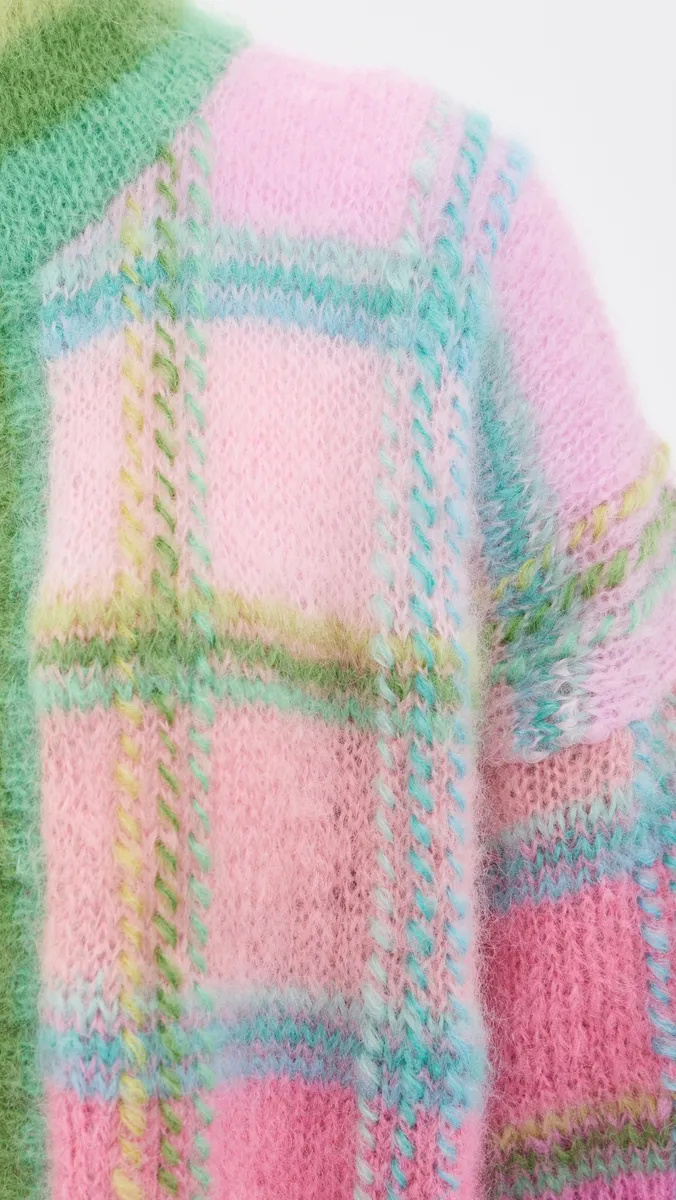 ROSE CARMINE Tartan Long Jacket | Thumbnail 6